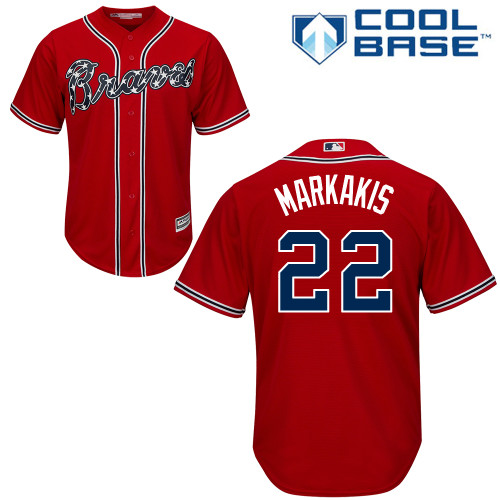 Braves #22 Nick Markakis Red Cool Base Stitched Youth MLB Jersey